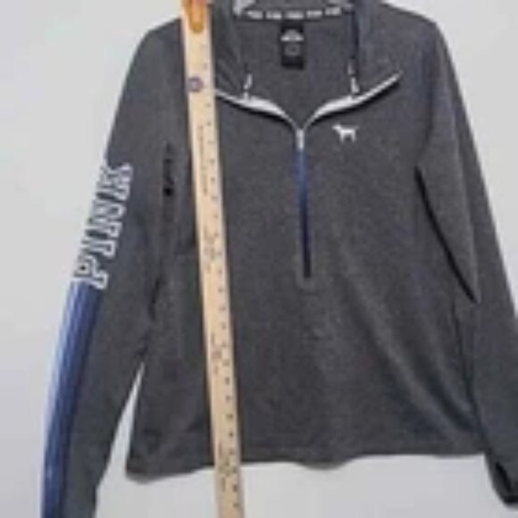 PINK ULTIMATE VICTORIA'S SECRET Gray Half Zip Collar Active Jacket - Size Large - Picture 9 of 10